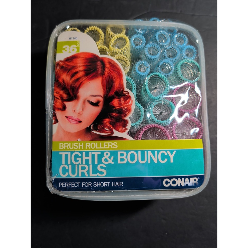 Conair Brush Rollers Tight & Bouncy Curls Brush Hair Rollers Short Hair 36 Piece